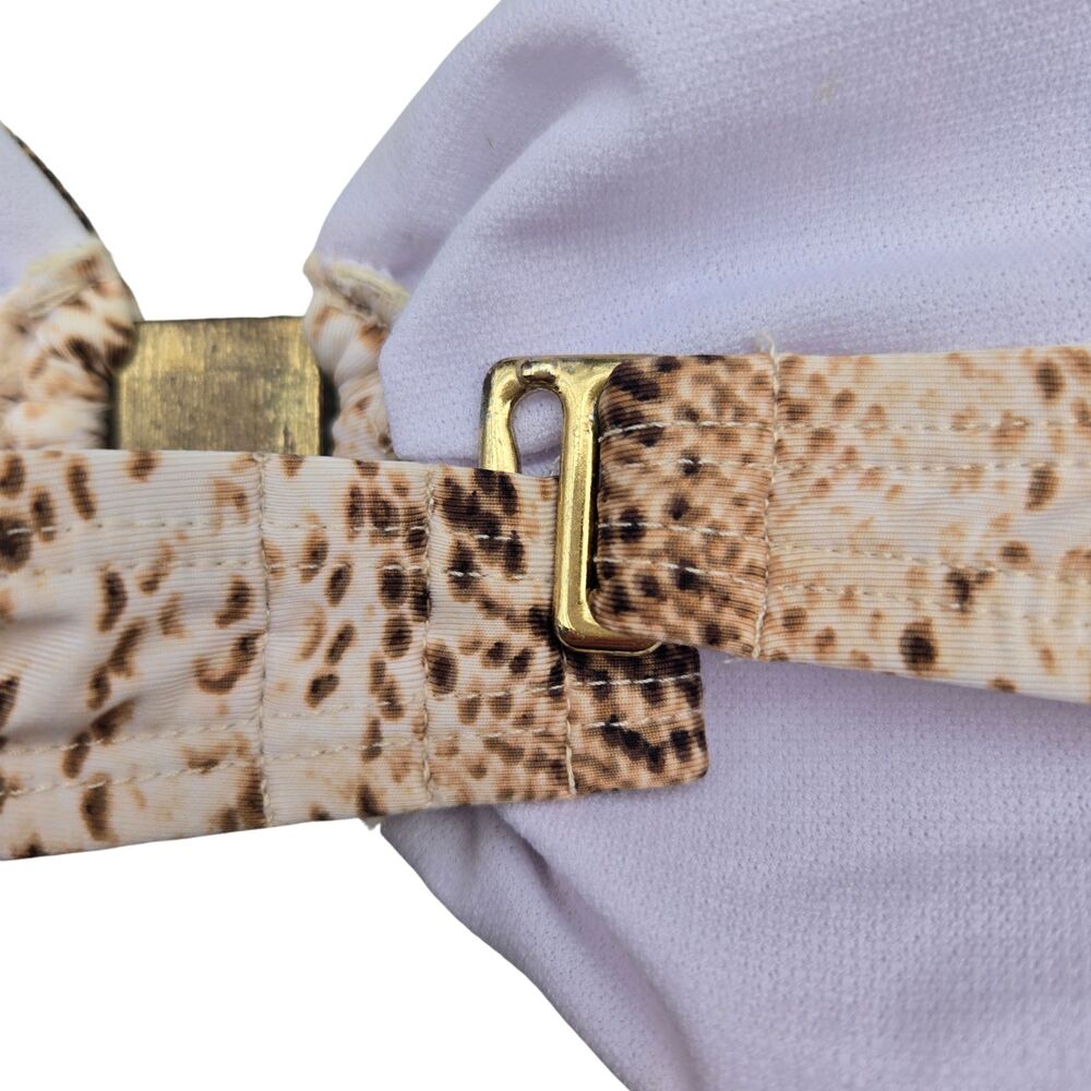 WHBM Y2K Glam Mob Wife Snakeskin Padded Gold Hardware Bandeau Bikini Top - Picture 5 of 7